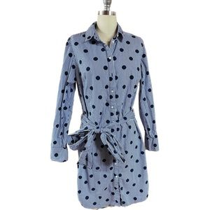 Boden Modern Polka Dot Striped Belted Shirt Dress Size 8